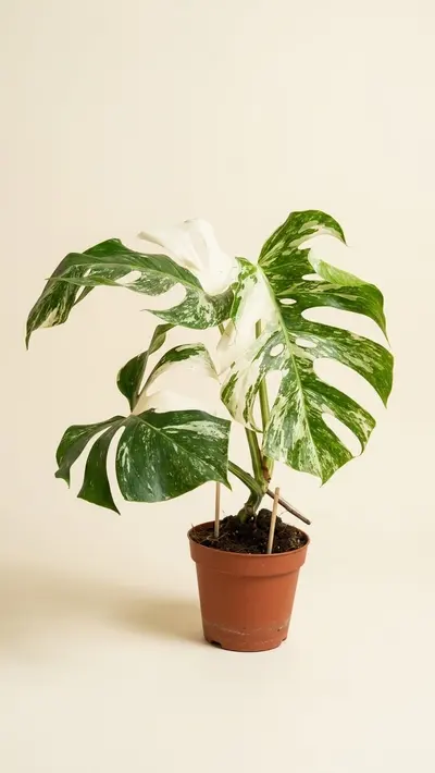 Monstera Deliciosa Variegada (Monstera deliciosa 'Variegata') — Una rareza entre las Monsteras: hojas fenestradas con…