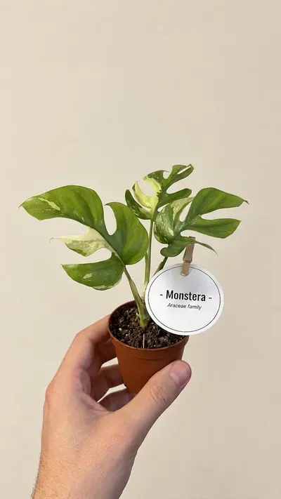 Monstera Mínima Variegada (Rhaphidophora tetrasperma 'Variegata') — Una Monstera en miniatura vestida de crema y verde. La…